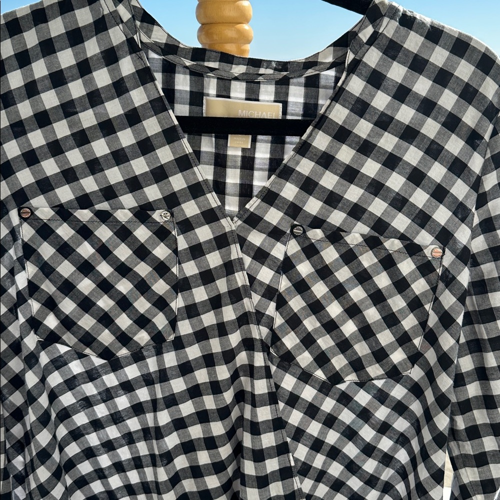Michael Michael Kors Black and White Plaid Top